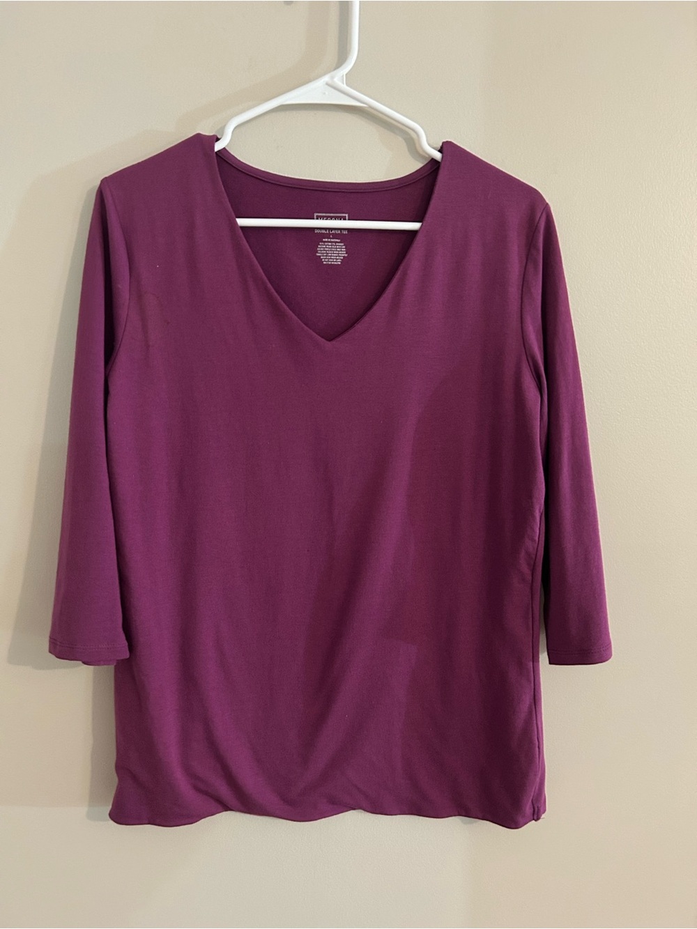 Merona Plum V-Neck 3/4 Sleeve Women's Top